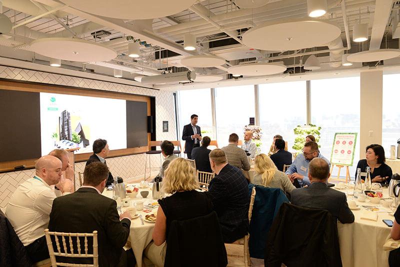 Prad Pandit, Energy Director, welcoming our guests to The Shard at an event on transitioning to an electric fleet