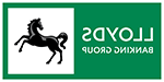 Lloyds Banking Group - a green background with white 'Lloyds Banking Group' lettering in the left-hand side. An illustration of a black leaping horse is in a white box in the right-hand side